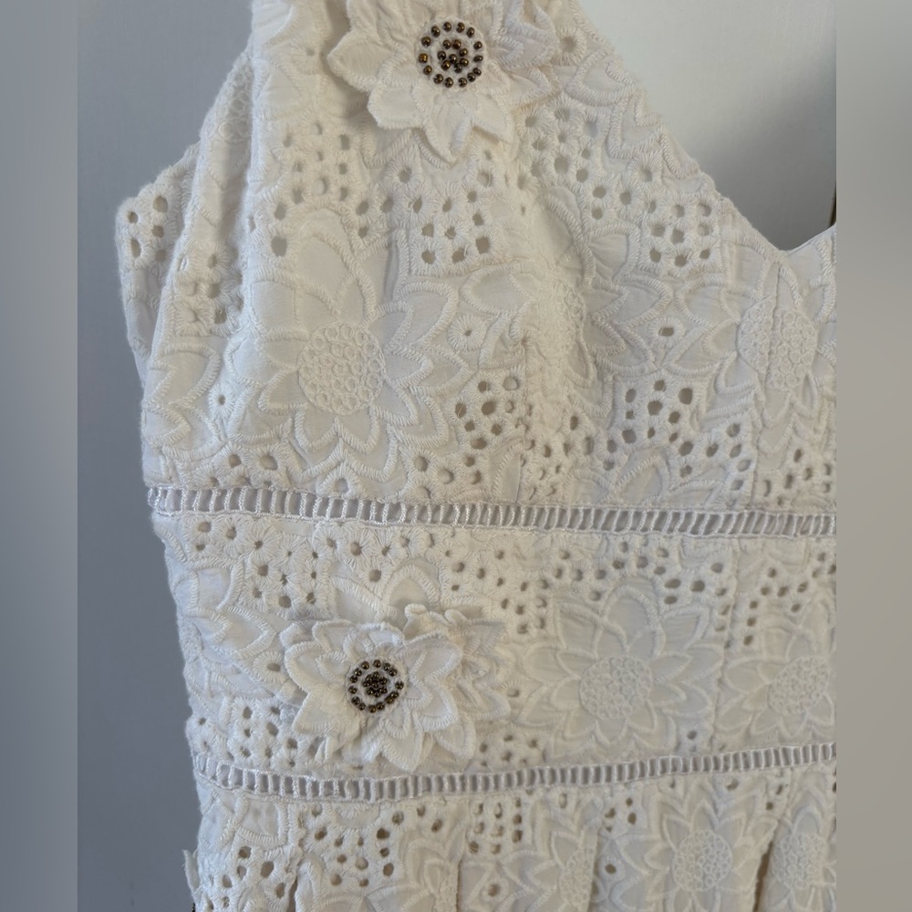 Michael Kors White Eyelet Mini Dress Bridal Cottagecore Romantic Wedding Guest 0 - Picture 5 of 15